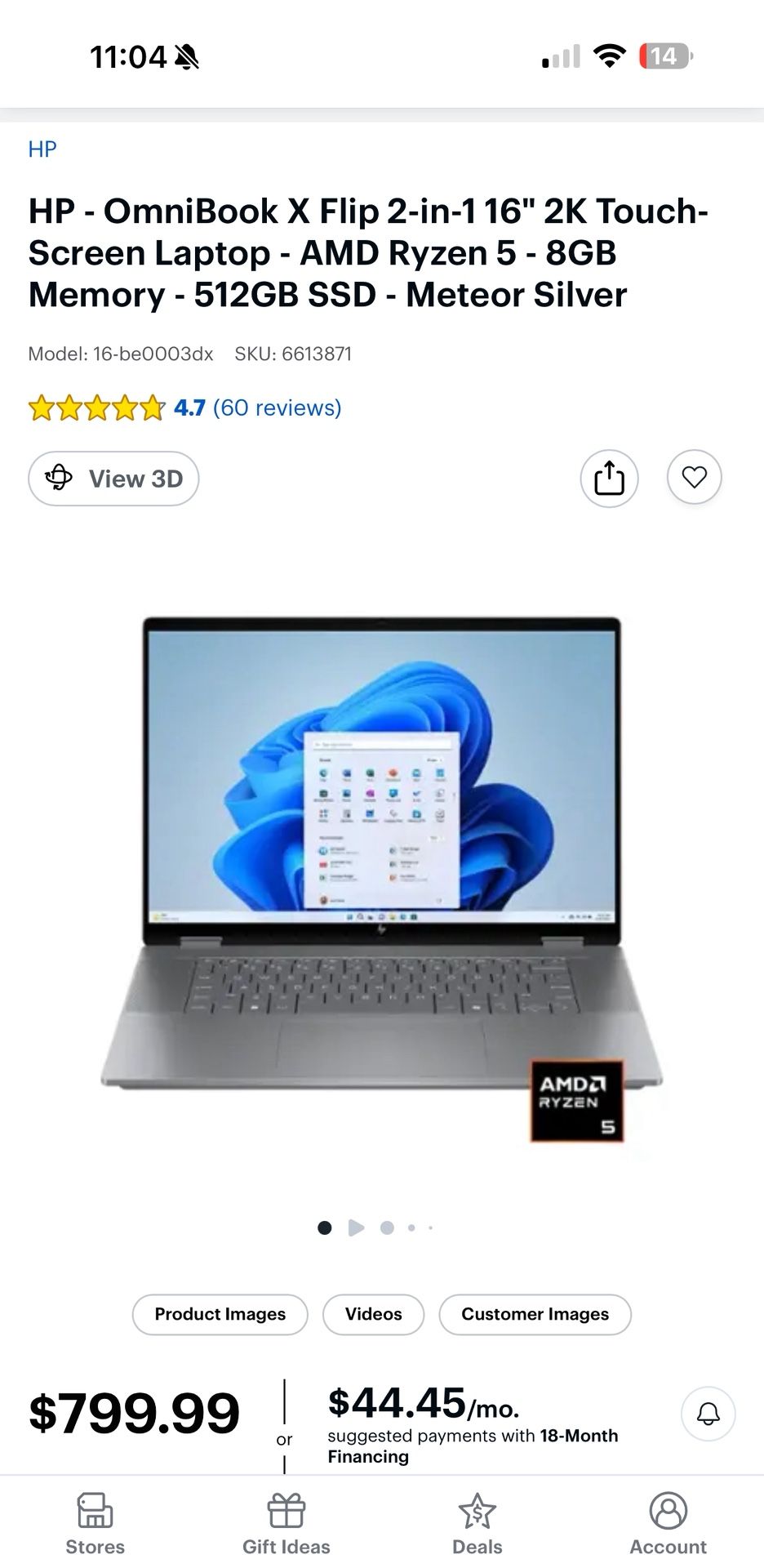 2025 HP OmniBook X Flip Laptop 16-be0003dx