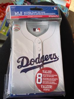 Dodger party invites and approx 32 thank you cards