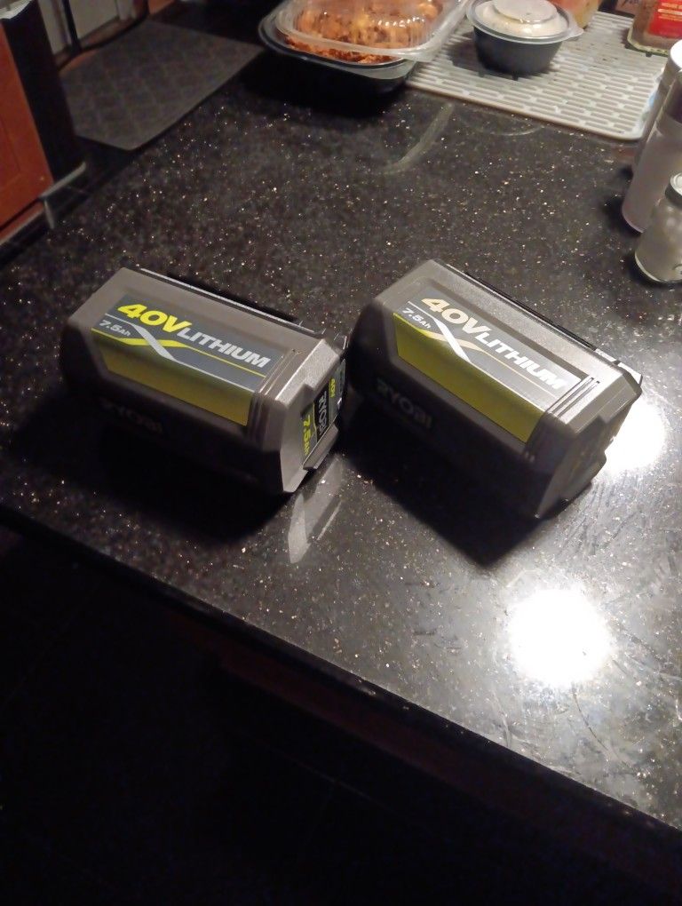 TWO RYOBI 40V BATTERY NEW.
