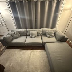 Modani Giovani Three Piece Sectional Sofa Couch with Ottoman