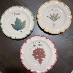 Thanksgiving Dessert Plate Plenty Abundance Harvest Set of 3
