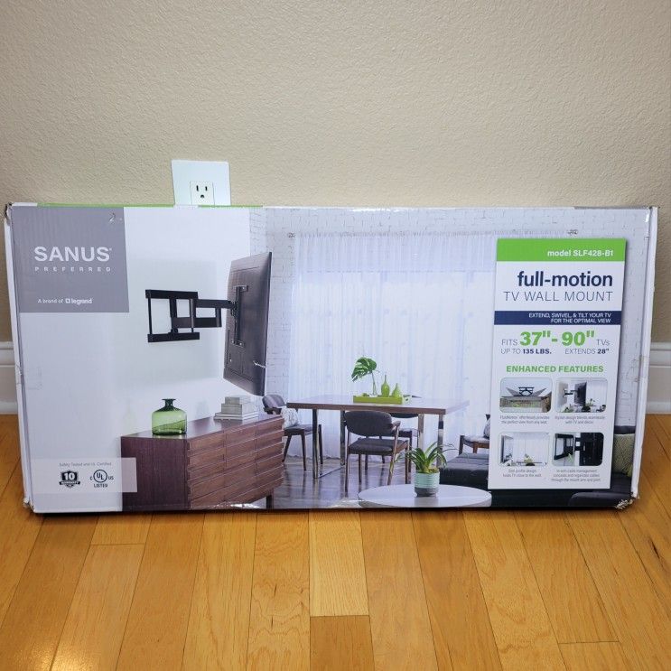 New Sanus Full Motion TV Wall Mount 37"-90" Model SLF428-B1