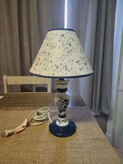 Blue and White Floral Ceramic Table Lamp