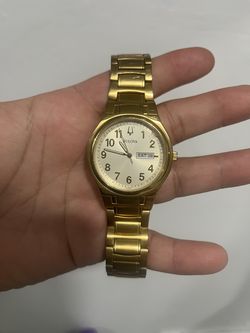 Bulova gold watch new battery mens running