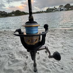 🐠 Preowned Penn Battle 3 5000 Reel with Braid & Preowned Tsunami 7FT 20-50Lb 2PC Rod 🔥