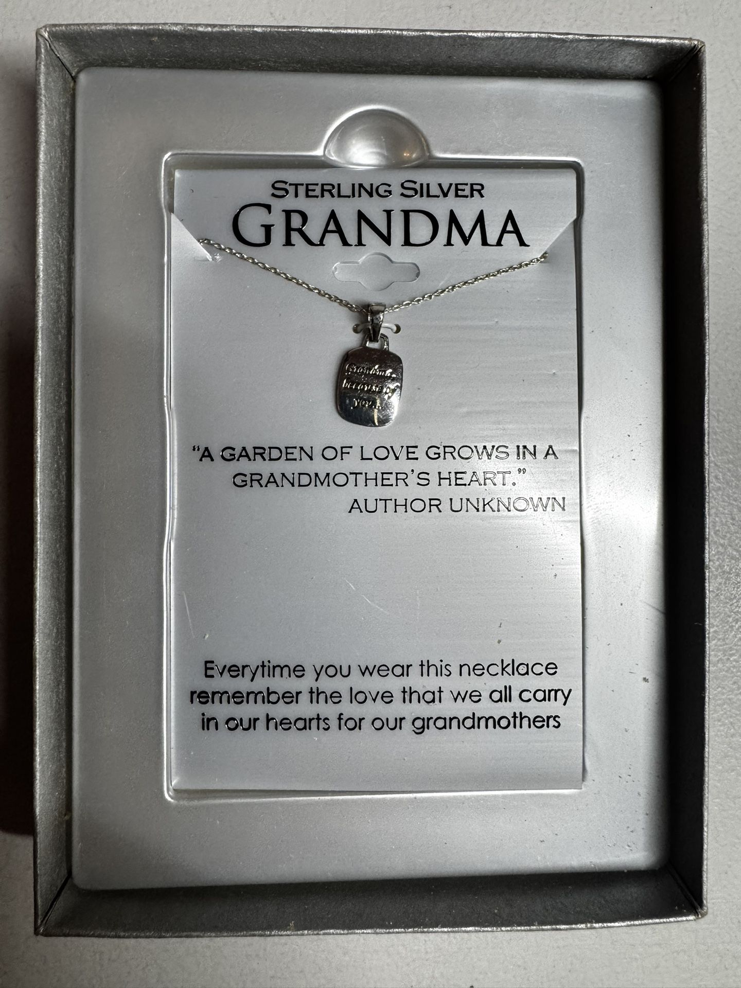 Sterling Silver “Grandma” Necklace in Gift Box – New, Originally $50 (Kohl’s)