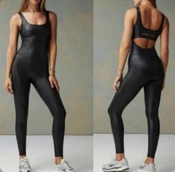 L Black Sleeveless Unitard Jumpsuit