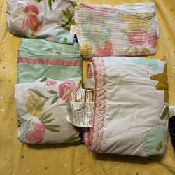 Floral Crib Set With Changing Table Cover And Swaddle