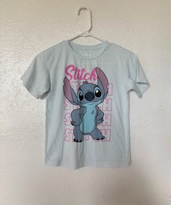 Disney stitch girls blue and pink graphic tee size M (7-8)