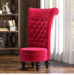 MU Retro High Back Armless Chair, Velvet Royal Furniture Chair, Upholstered Tufted Accent Seat for Living Room, Dressing Room, Bedroom, Red