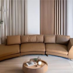 Free Delivery Moran Arcadia Extended Leather Chaise Sofa Retail $5700
