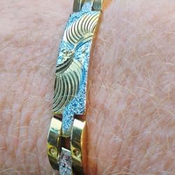 Men's Gold And Silver Covered Stainless Large Bracelet 