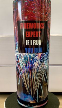 Tumbler Mug Insulated FIREWORKS Run Designs HOT/COLD 20oz 