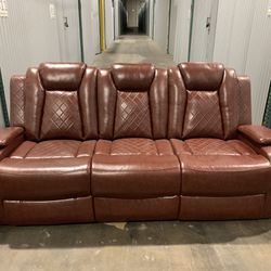 Luxury: Red Barrel Studio Power leather Recliner Sofa (Open Box)