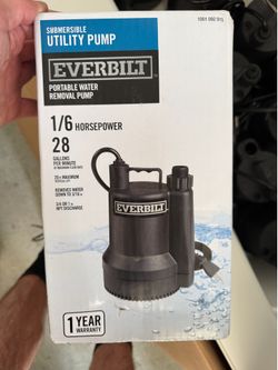 Everbilt 1/6 HP Submersible Utility Pump (New/Like New)