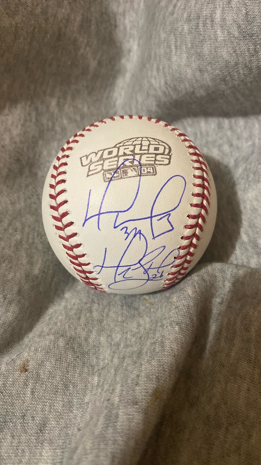 Manny Ramirez Signed David Ortiz World Series MLB Ball Boston Red Sox