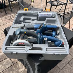 Ryobi R10631 circular Saw With RJC180 Reciprocating Saw With HP1442M Drill And FL1800 Flashlight