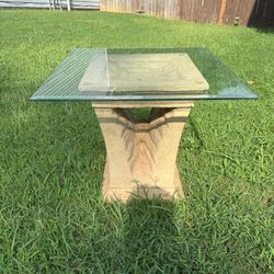 Vintage Sculptural Glass Top Side Table