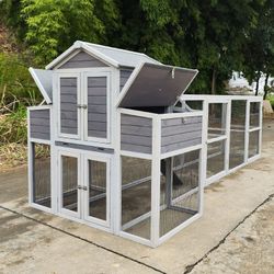 150 Extra Large Chicken Coop – Outdoor Wooden Hen House with Black Rust-Proof Metal Wire, 2 Nesting Boxes, 5 Perches for Poultry, Secure and Durable C
