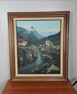 Vintage Framed Landscape Oil Painting