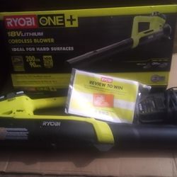 Ryobi 18v One+ Cordless Leaf Blower Plus Battery And Battery Charger 