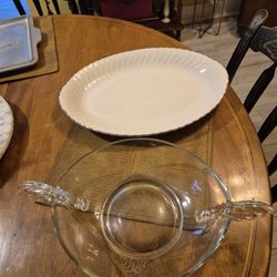 Silhouette By Syracuse platter and heavy glass centerpiece bowl
