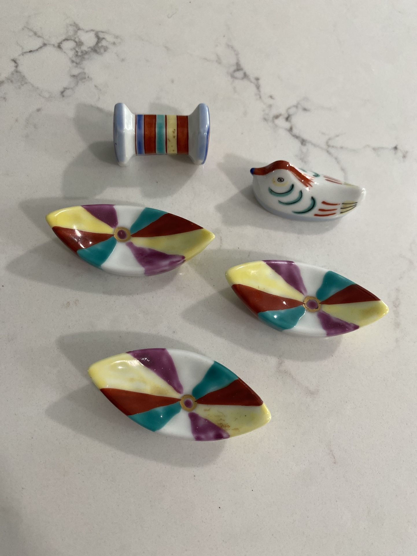 Vibrant Japanese Ceramic Chopstick Rests - Set Of 5