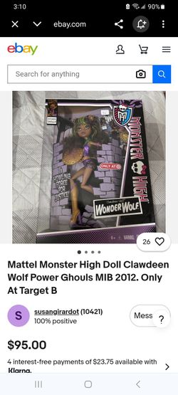 MONSTER HIGH Clawdeen Wolf Power Ghouls Collection, NEW in box.