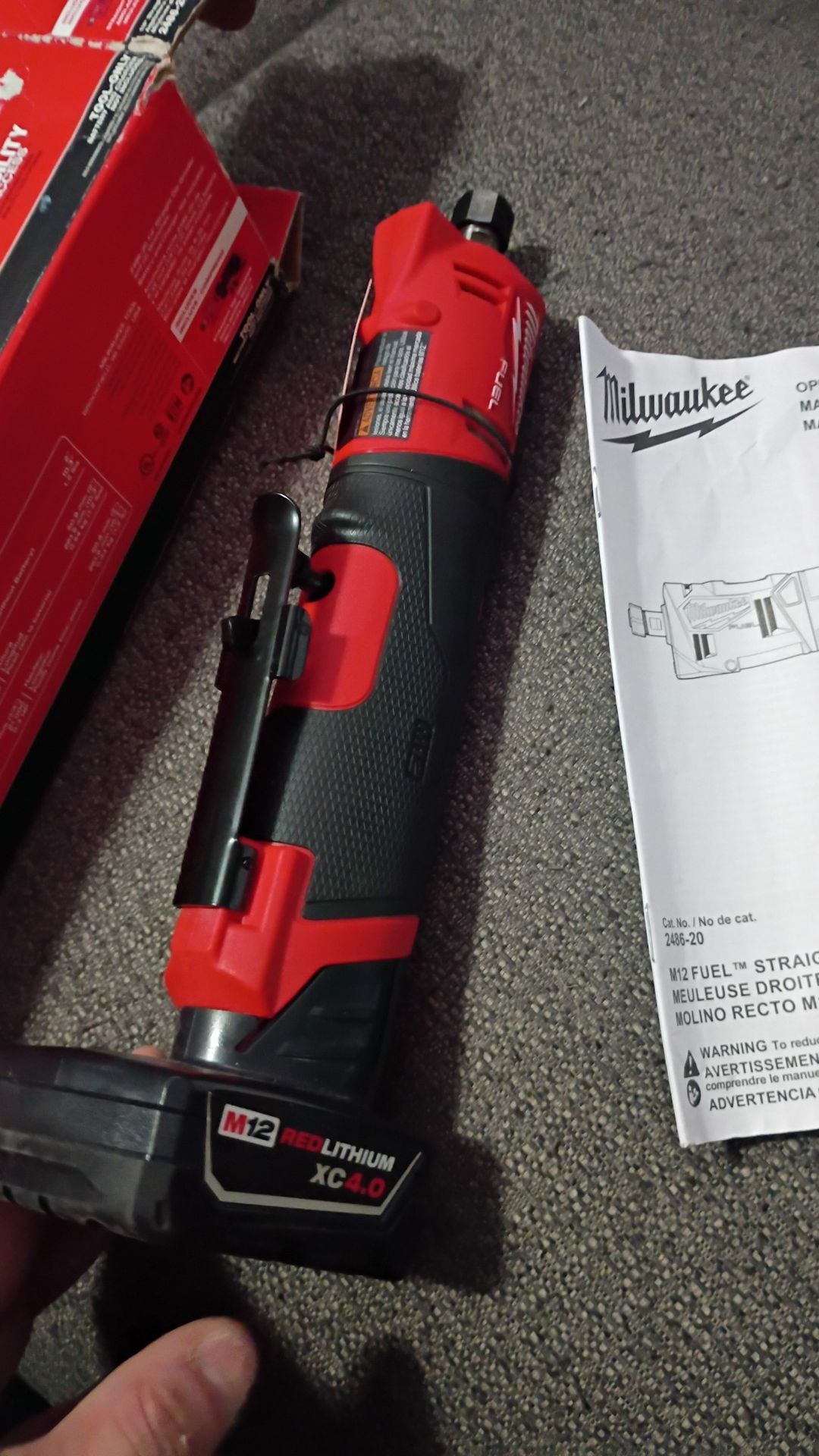 M12 1/4 fuel die grinder with Xc red lithium 4.0 battery