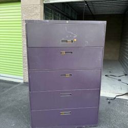 Meatal heavy duty File cabinet 42" L x 18" W x 65" maroon, 3 pcs available, no keys, $50 EACH