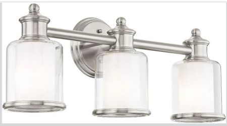 (Brand New in Box) Livex Lighting 40213-91 Transitional Three Light Bath Vanity from Middlebush Collection in Pwt, Nckl, B/S, Slvr. Finish, Brushed N