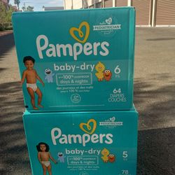 Bundle Of 2 Boxes Pampers Baby Dry Size 5 & Pampers Baby Dry Size 6 For Only $40.00 Bucks !! 