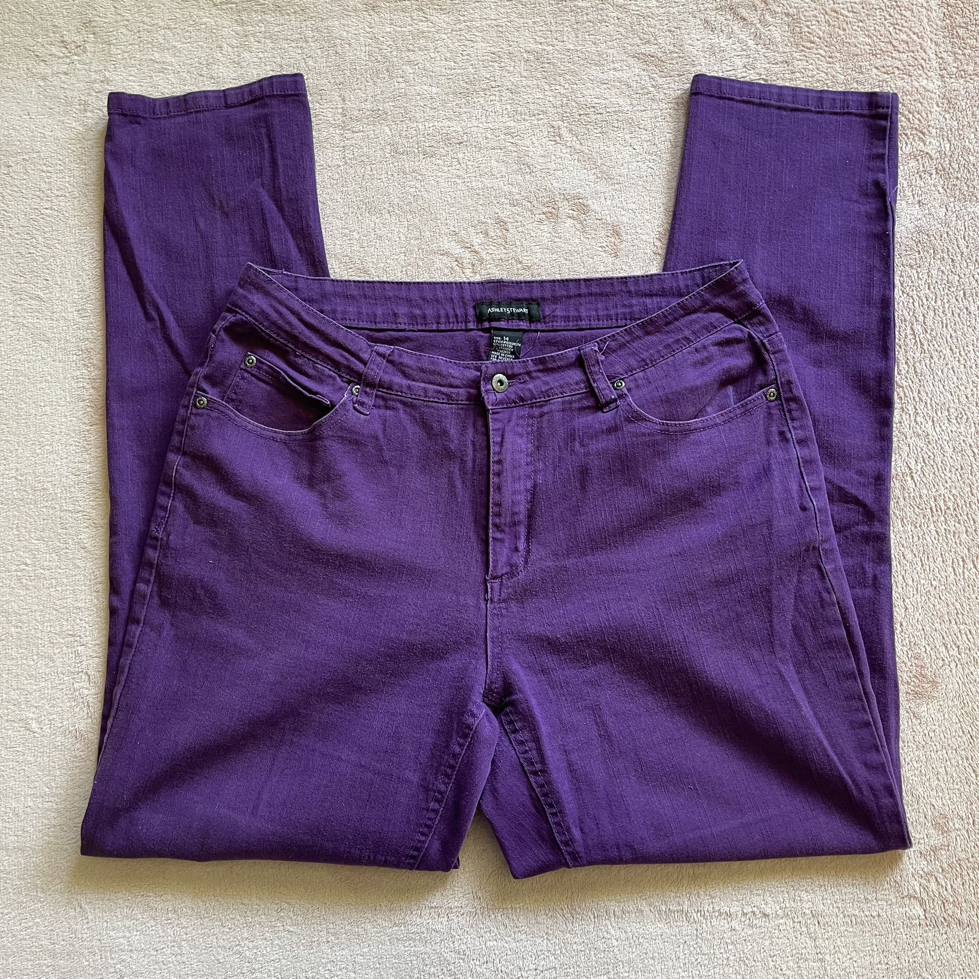 Ashley Stewart Women’s Purple straight Leg Jeans Size 14