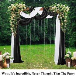 NEW 2 Panles Wedding Arch Drapes 20FT Chiffon Fabric Drapery for Arbor Wedding Archway Sheer Swag for Wedding Arch Decorations Great for Ceremony Ceil