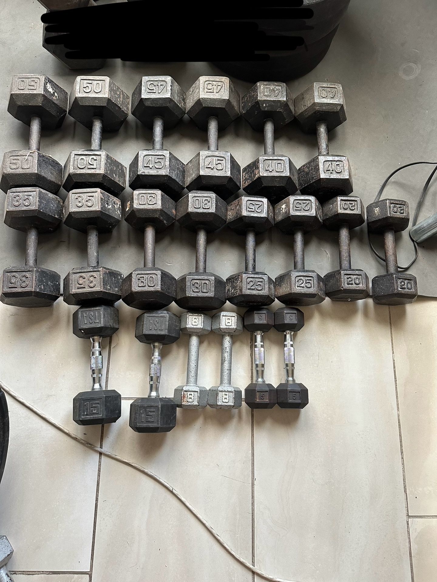 Dumbbells 5-50 weights 546lbs total