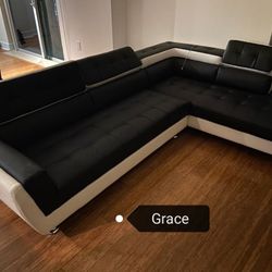 Sectional Izzy (Black and White) 🖤🖤 HOUSTON ONLY $54 Down Payment👌 $999
