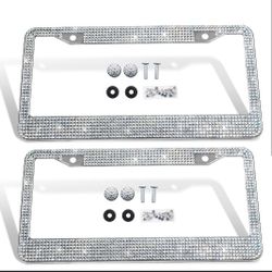Silver Bling License Plate Frames