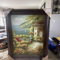 Large Hand-Painted Oil Painting – Framed Wall Art