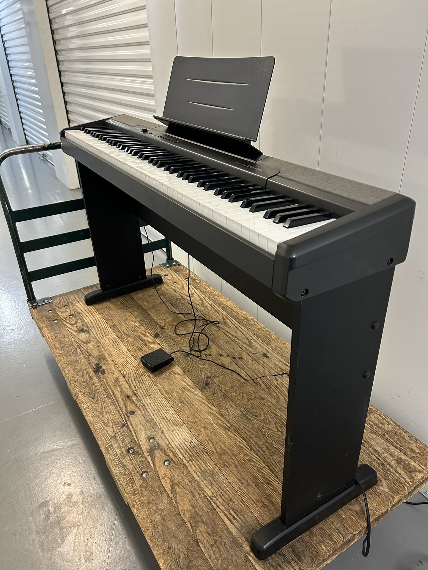 Casio CDP-100 88 Key Digital Piano, Keyboard Stand, Power Supply, Music Rest and Sustain Pedal