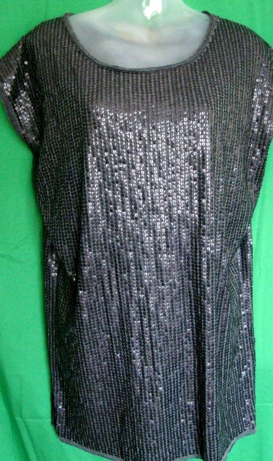 Gibson Sequins Sleeveless Tunic Top sz L
