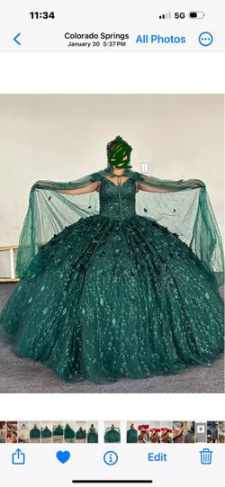 Emerald Green Quinceanera Ball Gown with Cape