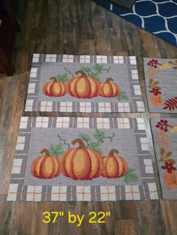Fall Pumpkin Accent Rugs 37x22 – Set of 2