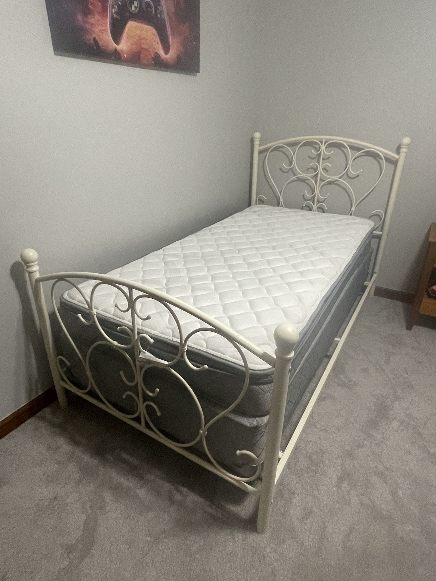 Off White Metal Bed Frame