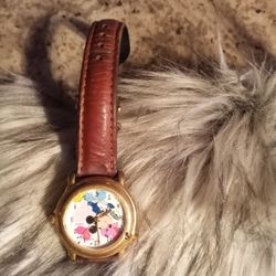 Official Vintage Mickey Mouse Watch With Genuine Leather Band