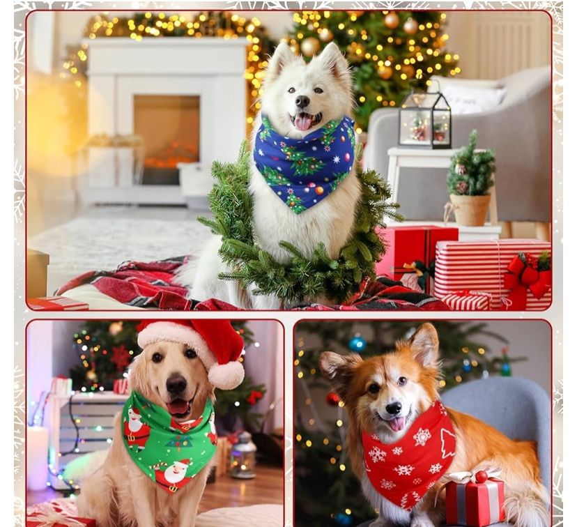 100 Pieces Christmas Dog Bandanas Bulk
