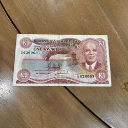 Republic of Malawi  "ONE KWACHA" banknote