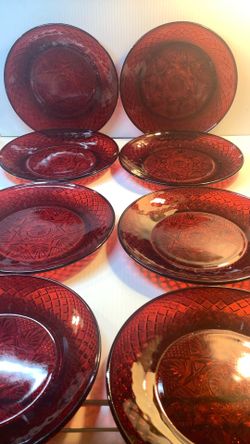 Plates Cape Cod Deep Ruby Red Glass 
