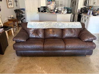 Brown leather couch