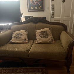Vintage Carved Wood Couch