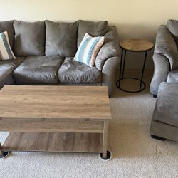 Lift Top 4 In 1 Multi Function Coffee Table & Round Metal End Table 